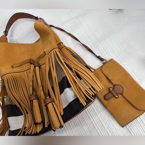 Burberry Yellow and Black Fringe Bag
